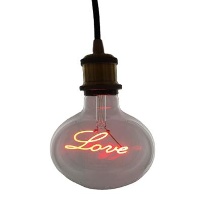 China OEM Residential Letter Red Green Blue Yellow Home Decorate Lights G125 Soft E27 220V Curved Dimmable Filament Led Light Bulbs for sale