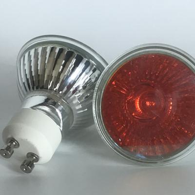 China Orange color glass flame lamp 230v 28W 35W 42W 50w halogen GU10 rad halogen lamps for sale