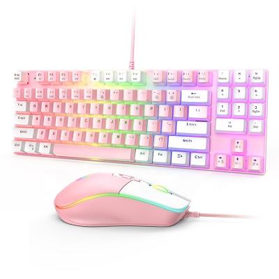 China ONIKUMA G26 CW916 Mechanical Three-mode Pink White 89 Key Gaming Mechanical Keyboard and Mouse Combo for sale