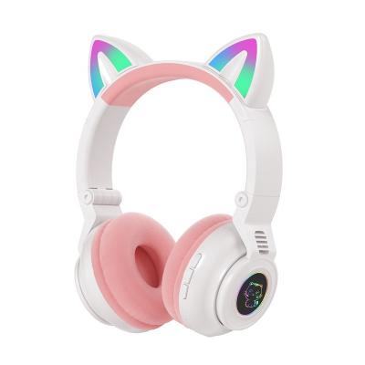 China Cat Ears STN26 Macaron Cat Ear Headphones Auriculares White Cat Headphone For Girls Wireless for sale