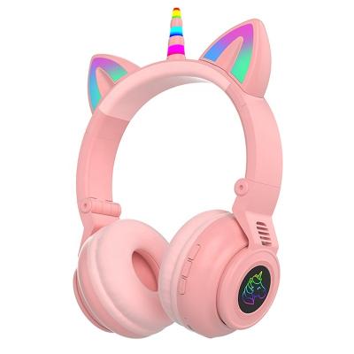 China Cute Unicorn Headphone STN27 Kids Earphones Lace Glowing LED Unicorn Headphone For Christmas Wireless for sale