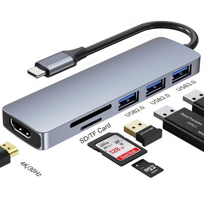 China Fast Speed ​​Aluminum Portable Hub 3.0 4K Multiport Reader USB-C Adapter 3 Port Type-C High Speed ​​7 4K HDTV TF USB 3.0 SD Card In 1 USB C Hub For MacBook for sale