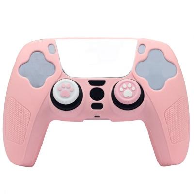 China PS5 Game Controller Custom Pink Cat Paw Silicone PS5 Controller Skins Protective Case Dust Shell Rubber PS5 Game Controller Cover for sale