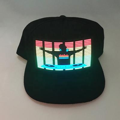 China Custom Sound Activated Trucker Sound Activated Flashing LED Hat Light Up Party Hats EL Panel Voice Activated Hat for sale