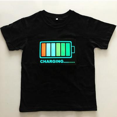 China Customized EL Panel Flashing Sound Activated EL Panel T-shirt Glowing Light Up LED T-shirt For Party for sale