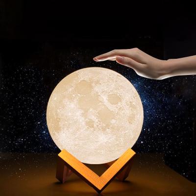 China Dropshipping Modern Custom Made Remote RGB 16 Colors Night Light 3D Printing Moon Lamp for sale