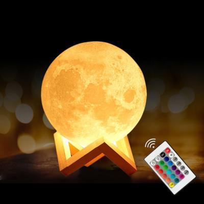 China 2021 Modern touch 16 colors 8cm 10cm 3d printing remote moon lamp led light for kids for sale