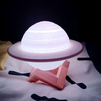 China New Design Modern Saturn Moon Night Light 3D Printing Touch Control LED Lamp For Kids for sale