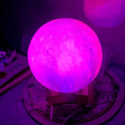 China Modern Hot Selling Customized 16 Color Touch Switch 3D LED Printing Moon Light Lamp for sale