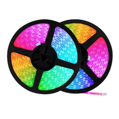 China Residential Waterproof 12V 5M TV Backlight 16.4Ft Color Changing Flexible RGB SMD 5050 LED Strip Light for sale