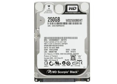 China 250 GB SATA Server Hard Disk Drive 3 Gb/s  WD2500BEKT 2.5 Inch 7200 RPM 16 MB WD Black for sale