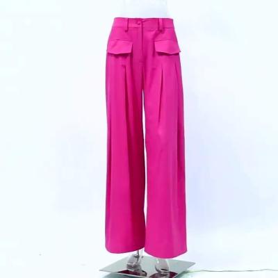 China Wholesale Casual Wide Leg Loose Canvas Light Fabric High Waist Women's Pants QUICK DRY Trousers For Ladies for sale