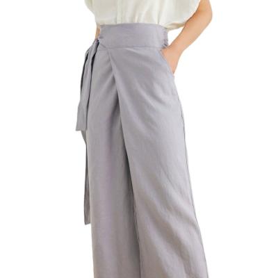 China New style strap QUICK DRY pants high waisted long wide leg ladies linen pants for sale