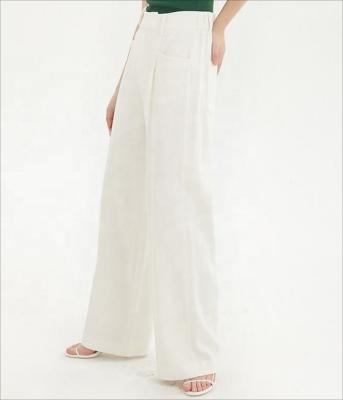 China Wholesale Custom QUICK DRY High Cut Wide Leg White Linen Pants For Women for sale