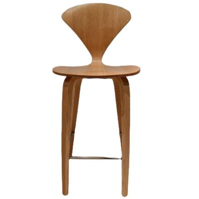 China Traditional plywood walnut bar stool chair with cushion for sale