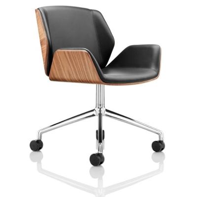 China Leather Swivel Chair Plywood Black Walnut Office Chair OC001 for sale