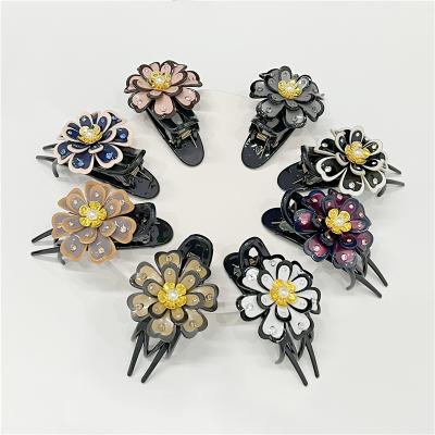 China Wholesale Fashion Designer Korean Acrylic Hair Claw Flower Hair Clip For Women Hair Accessories for sale