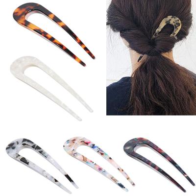 China Wholesale Price Fashionable U-shaped Hair Sticks Hair Acetate Tortoiseshell Hair Stick For Women Girls for sale