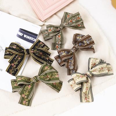 China Elegant Women Headband Women's Vintage Bowknot Alligator Hair Clip Bows Ponytail Barrettes Hair Clip Large for sale