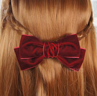 China Women Headband Fashion Velvet Bows Hair Clips For Women Fashion Retro Sliver Bowknot Hair Barrette Hair Clip for sale