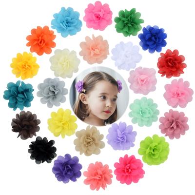 China Baby Hair Clips Rainbow Color Babies Hair Accessories Sets Large Flower Fabric Hair Clips Kids Hair Clips for sale