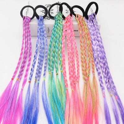 China Hot Sales Mixed Synthetic Fiber High Temperature Hair Girl, Colors Colorful Wig Hair Band Baby Wig Radish Ponytail Hair Braid for sale