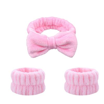 China Headband Wrist Fleece Knotted Hair Band Baby Headband Set Microfiber Towel Face Wash Wristbands Headbands For Women JJYY0038 for sale