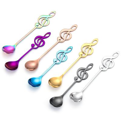 China Food Grade 304 Stainless Steel Tea Spoon Gold Sustainable Music Shaped Coffee Stirring Spoon for sale