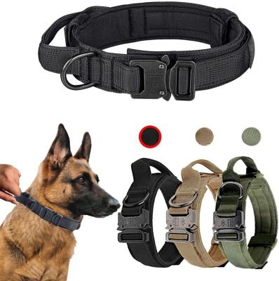 China Running Walking Dog Training Increasing Metal Buckle High Quality Heavy Duty Pet Collar Large Dogs Collar And Leash Set Tactical Dog Collars for sale