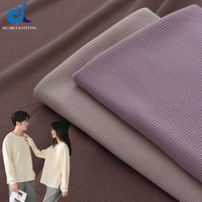 China High Quality Organic Cotton 40S Solid Dyed Waffle Knit Rib Honeycomb T-shirt Fabric Breathable Cotton For T Shirt Pajamas for sale