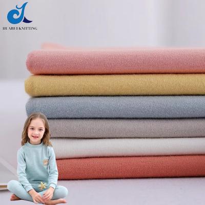 China 250gsm 40S Fabric Kid Viable Custom Made Skin-friendly Double Sided Brushed Warm Stretch Cotton Fabric For Baby Thermal Underwear for sale