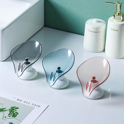 China Modern Leaf Shape Revolving Suction Cup Soap Drain Shelf Soap Box No-Puncture Multi-Function Soap Holder Box Drain for sale