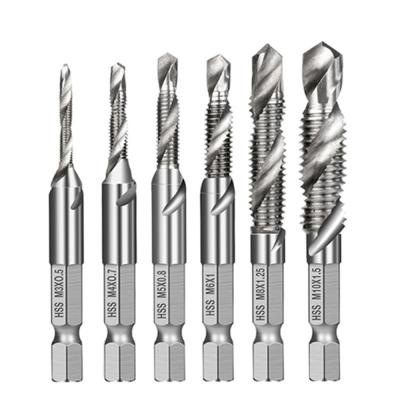 China 4341 Thread 1PC M3 M4 M5 M6 M8 M10 Screw Tap Drill Bit Hss High Speed ​​Steel Taps Countersink For Deburring 1/4 Metric High Speed ​​Steel IN Quick Change Hex for sale