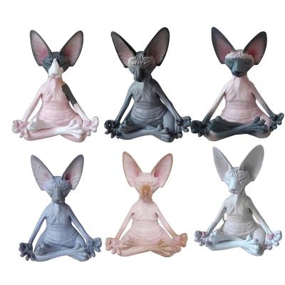 China Whimsical Decor Cat Statue Europe Buddha Cat Figurine Meditation Collection Meditation for Home Office Decoration Gift for sale