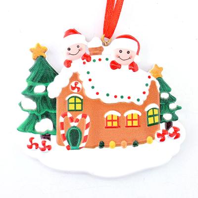 China 2021 Resin Home Christmas DIY Family Wishes Yellow Handwritten Snowman Resin Hanging Christmas Tree Pendant Ornaments for sale