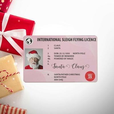 China Custom Plastic Christmas Eve Driving License Card Theft Permit Xmas Creative Style Gift 2021 New for sale