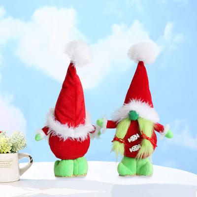 China 2021 Nordic Standing Doll Holiday Christmas Forester Gnome Faceless Beard Cloth+filled Cotton Christmas Ornament Green Hair Doll Long Beard Decoration for sale