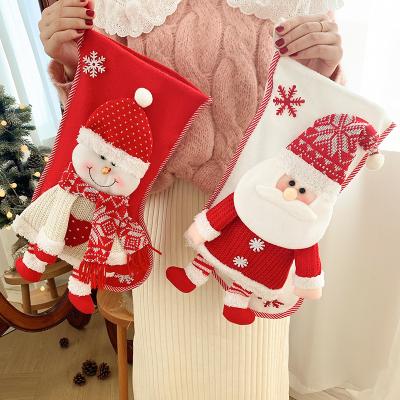 China Knitted Cute Flannel 2021 Christmas Decoration Supplies Nonwoven Fabric Party Candy Bags Santa Snowman Red Socks Gift Box Ornaments Bags Felt Diy Christmas Stocking for sale