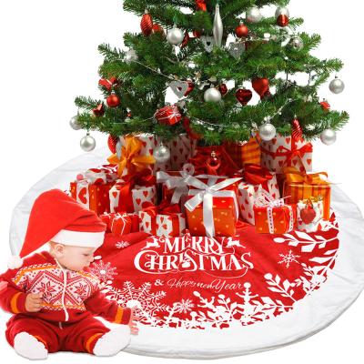 China Christmas Decoration 122CM Letter Christmas Tree Skirt Christmas Tree Skirt New Year Red Super Soft Fabric Printed Carpet Mat Wholesale for sale