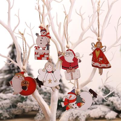 China CreativeWooden Christmas Wood Ornament Hanging Pendants Art Doll Pendant Christmas Wooden Decorations for Home Party 2021 New Year for sale