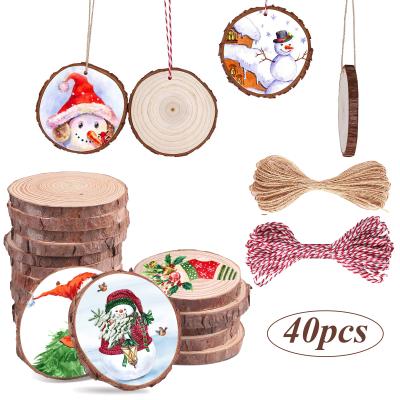 China Europe Wooden Slices For Diy Arts Wooden Wall Natural Decor Enterpiece Opens With Hole Christmas Ornaments DIY Opens Gifts for sale