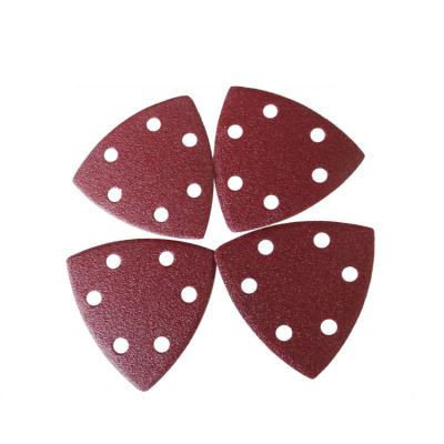 China Hook And Loop Polishing 6 Holes Triangle Sandpaper For Wood Sanding for sale