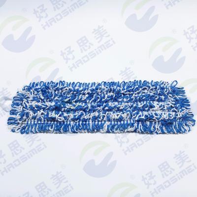 China Viable Blue Flat Head Mop Refill Industrial Microfiber Hospital Pocket Mop Pad Replacement for sale