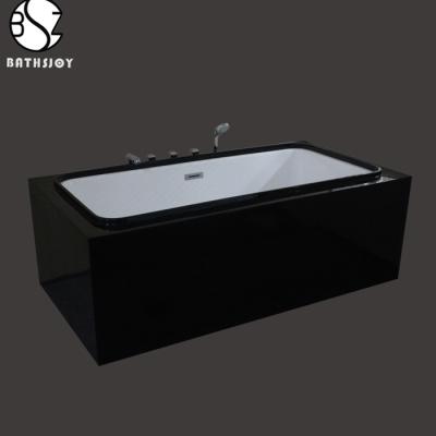 China Smooth 2 Person Black Massage Acrylic Bathtub Indoor Spa Whirlpool Bathtub for sale