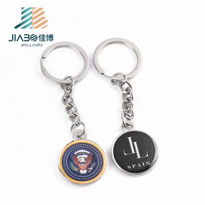 China Spain Custom Design Round Shape Stock Mold Printing Epoxy Metal Key Chain Spain Marine Army Key Rings for sale