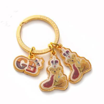 China Custom Cute Cartoon Cute Bear Metal Key Chain Bear Cartoon Metal Key Chain With Expoy for sale