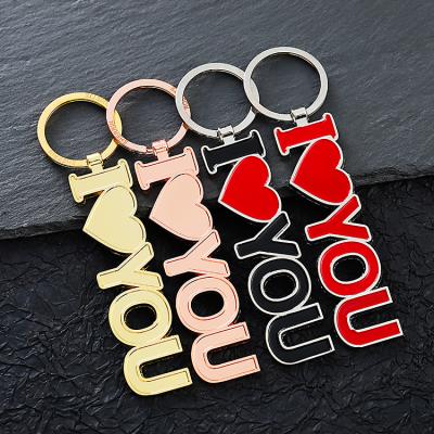 China Portable Letter I Love You Metal Gold Sliver Lover Heart Key Ring Keychain Key Chain For Bags for sale