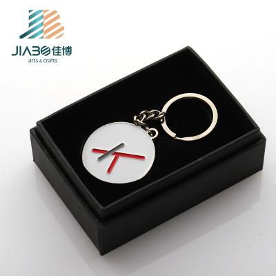 China Wholesale Custom Soft Metal Jiabo Enamel Metal Round Alphabet Key Chain Keyring for sale