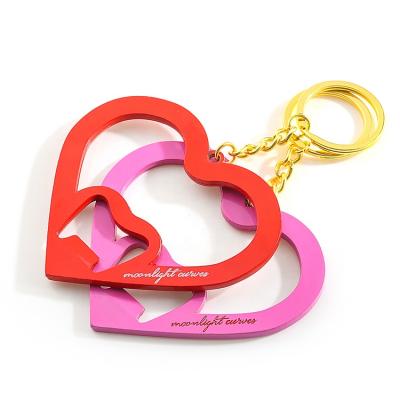 China Metal Fashion Custom Colorful Love Heart Key Chain 20mm Custom Heart Shaped Key Ring for sale