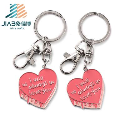 China Custom Metal Enamel Heart Keychain I Will Always Love You Valentine's Day Gifts Couple Lovers Key Chain for sale